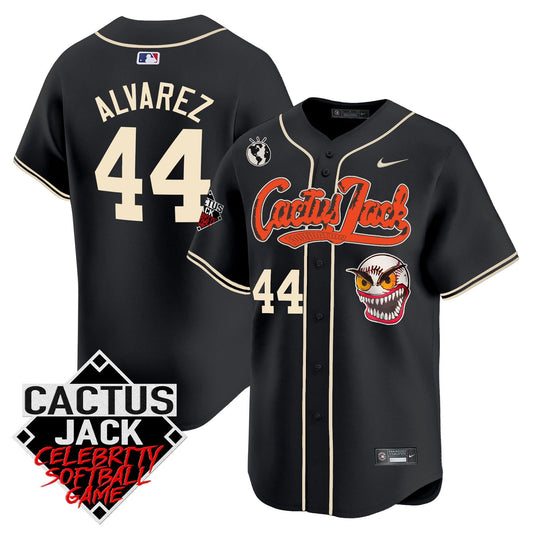Yordan Álvarez 44 Houston Astros Cactus Jack Celebrity Softball Game Patch Men Jersey - Black