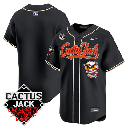 Houston Astros Cactus Jack Celebrity Softball Game Patch Men Jersey - Black
