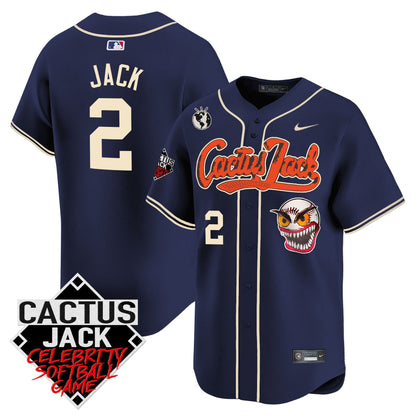 Jack 2 Houston Astros Cactus Jack Celebrity Softball Game Patch Men Jersey - Navy