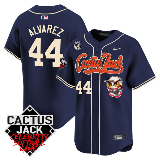 Yordan Álvarez 44 Houston Astros Cactus Jack Celebrity Softball Game Patch Men Jersey - Navy