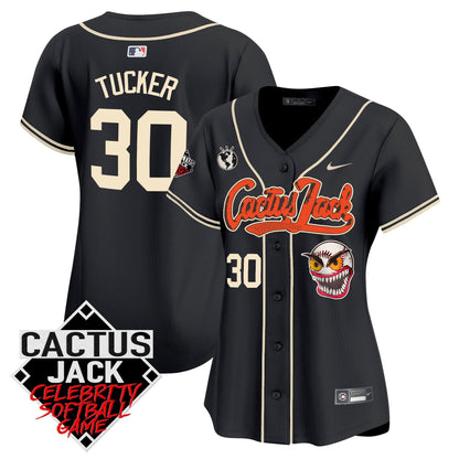 Kyle Tucker 30 Houston Astros Cactus Jack Celebrity Softball Game Patch Women Jersey - Black