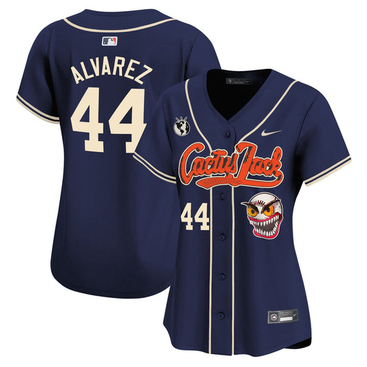 Yordan Álvarez 44 Houston Astros Cactus Jack Patch Women Jersey - Navy