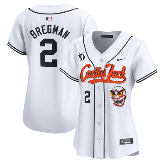 Alex Bregman 2 Houston Astros Cactus Jack Patch Women Jersey - White