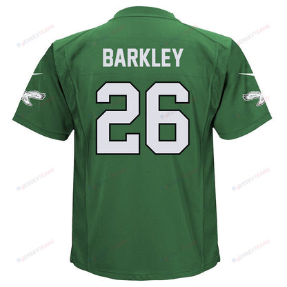 Saquon Barkley 26 Philadelphia Eagles Alternate Game YOUTH Jersey - Kelly Green