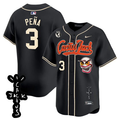 Jeremy Pena 3 Houston Astros Cactus Jack Patch V2 Men Jersey - Black