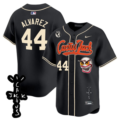 Yordan Álvarez 44 Houston Astros Cactus Jack Patch V2 Men Jersey - Black