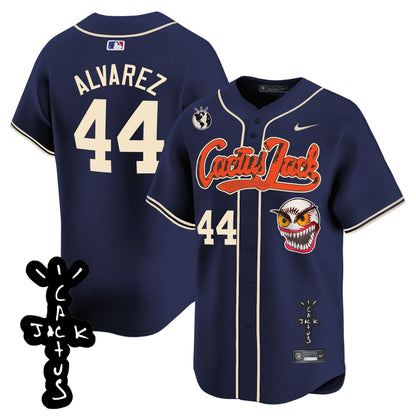 Yordan Álvarez 44 Houston Astros Cactus Jack Patch V2 Men Jersey - Navy