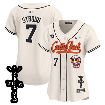 CJ Stroud 7 Houston Astros Cactus Jack Patch V2 Women Jersey - Cream