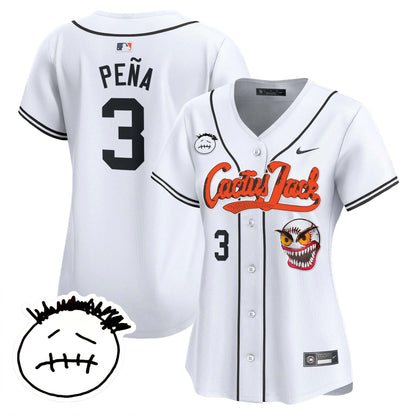 Jeremy Pena 3 Houston Astros Cactus Jack Patch V3 Women Jersey - White