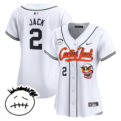 Jack 2 Houston Astros Cactus Jack Patch V3 Women Jersey - White