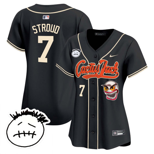 CJ Stroud 7 Houston Astros Cactus Jack Patch V3 Women Jersey - Black