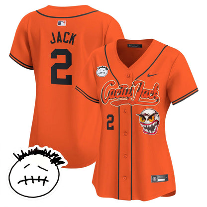 Jack 2 Houston Astros Cactus Jack Patch V3 Women Jersey - Orange