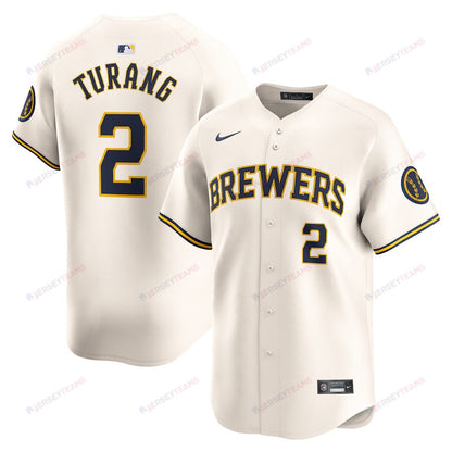 Brice Turang 2 Milwaukee Brewers Home Limited Men Jersey - Cream