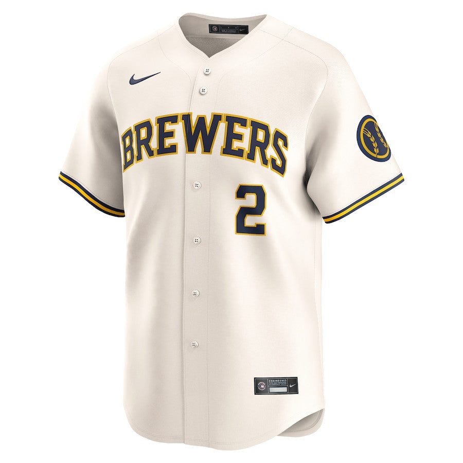 Brice Turang 2 Milwaukee Brewers Home Limited Men Jersey - Cream