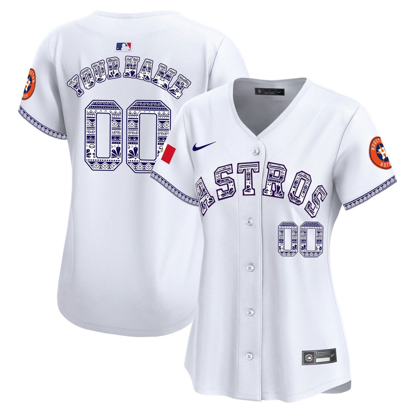 Houston Astros Mexico Custom Women Jersey - White