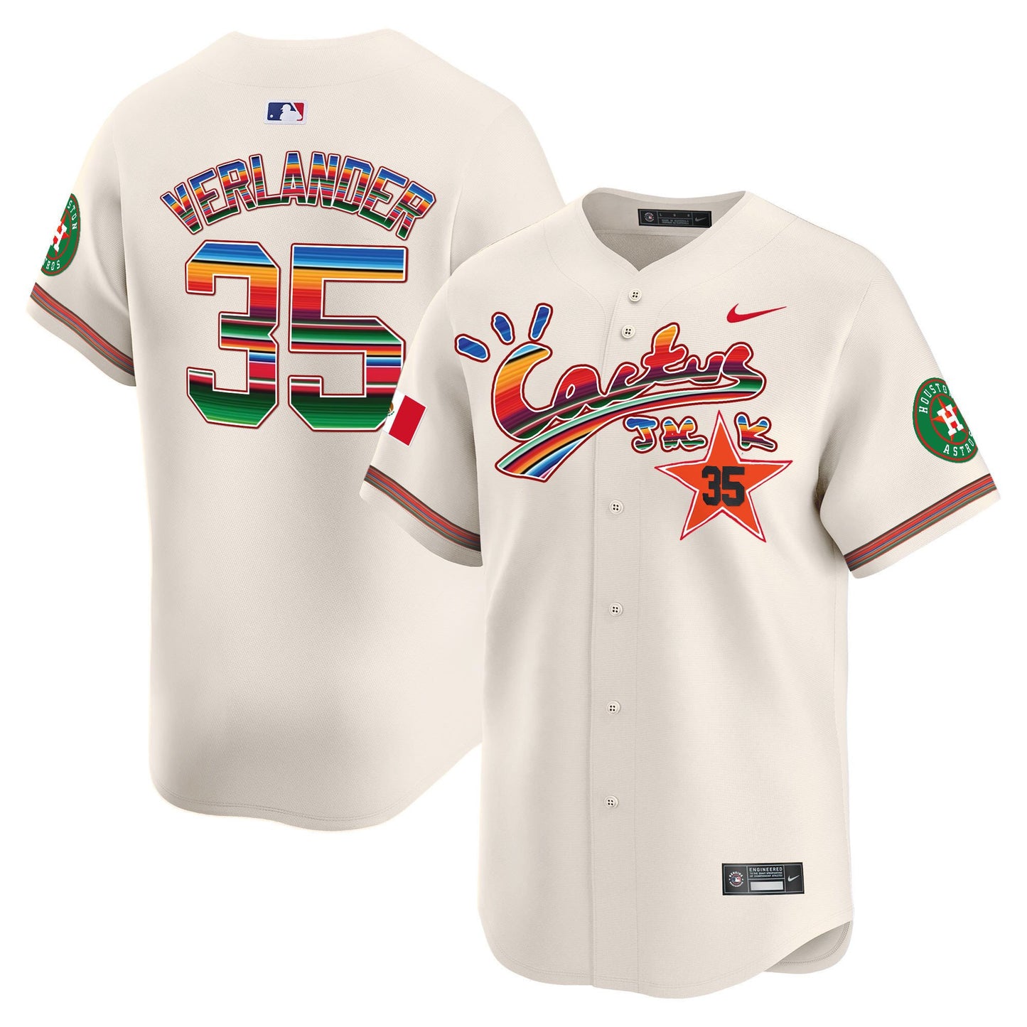 Justin Verlander 35 Houston Astros Mexico Cactus Jack Men Jersey - Cream