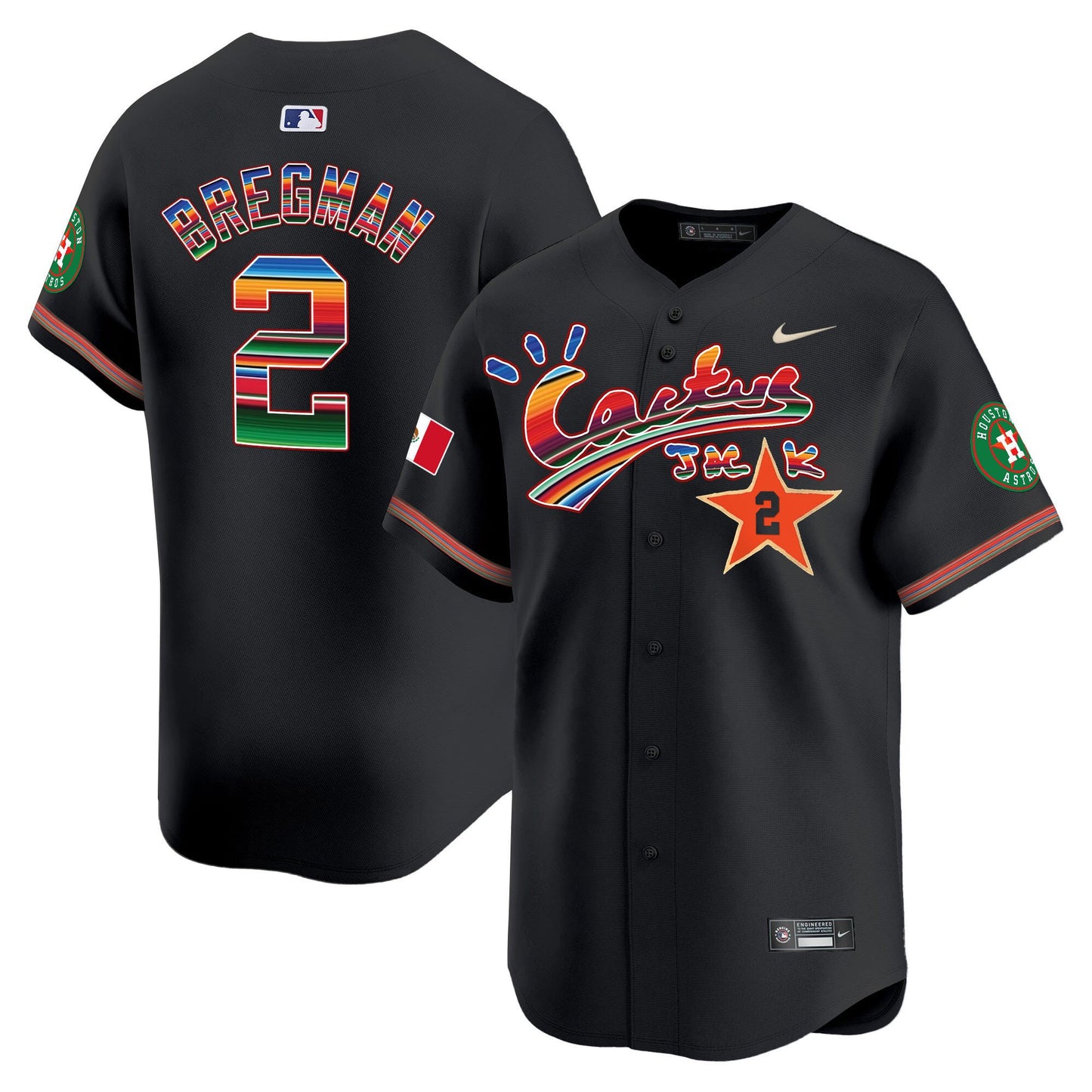 Alex Bregman 2 Houston Astros Mexico Cactus Jack Men Jersey - Black