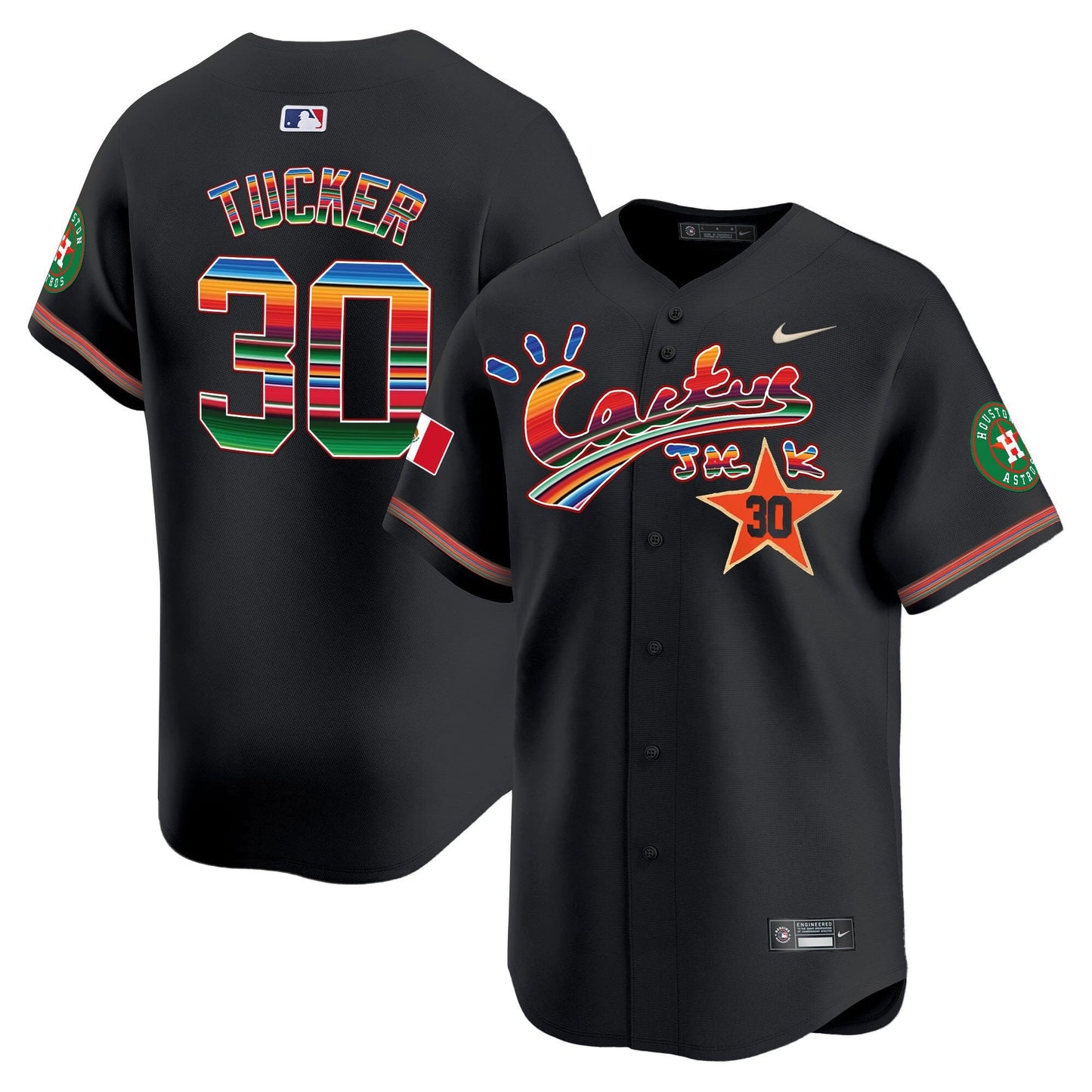 Kyle Tucker 30 Houston Astros Mexico Cactus Jack Men Jersey - Black
