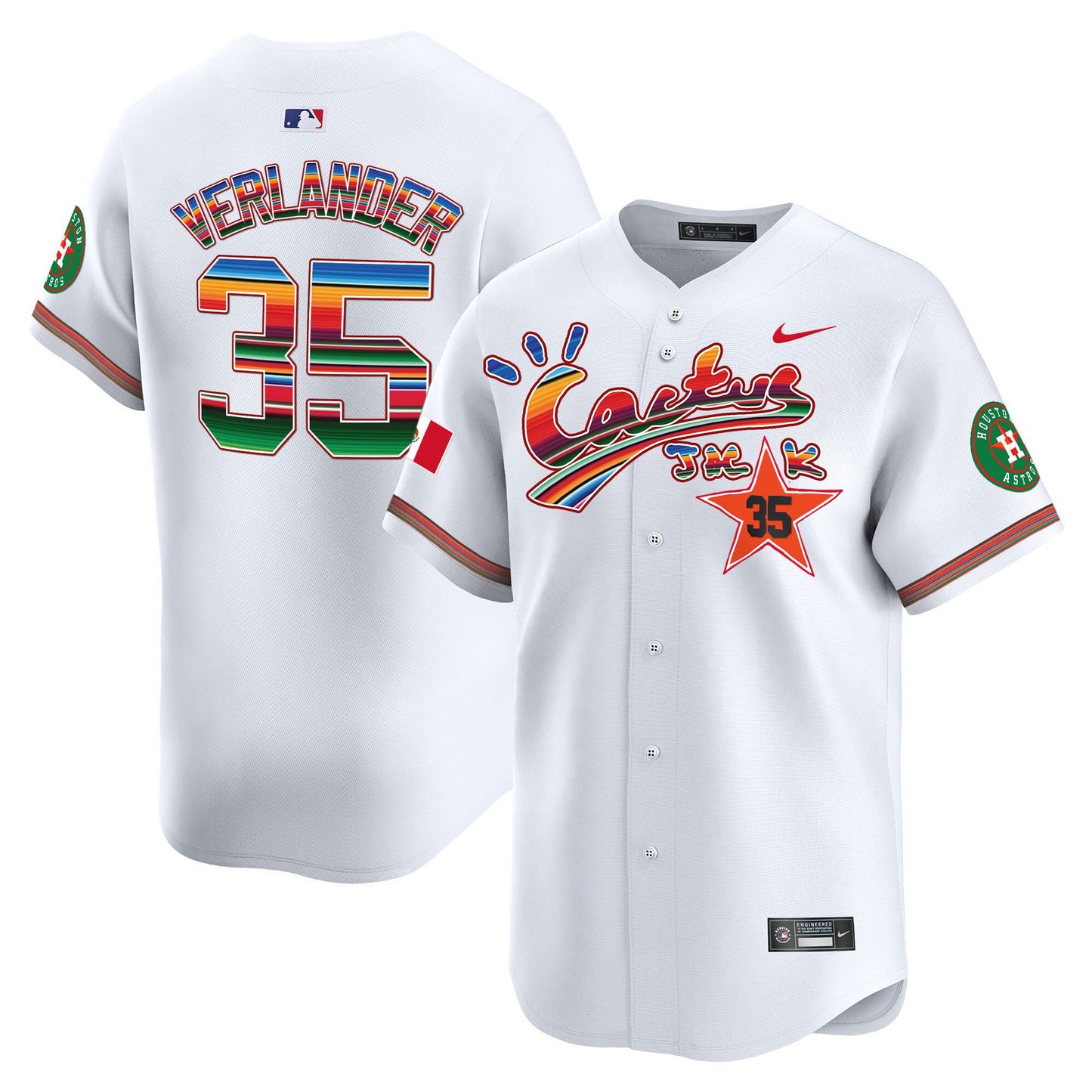 Justin Verlander 35 Houston Astros Mexico Cactus Jack Men Jersey - White