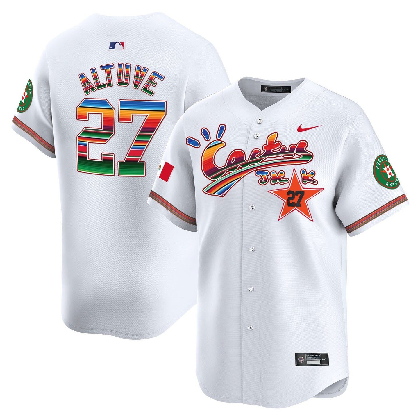 José Altuve 27 Houston Astros Mexico Cactus Jack Men Jersey - White
