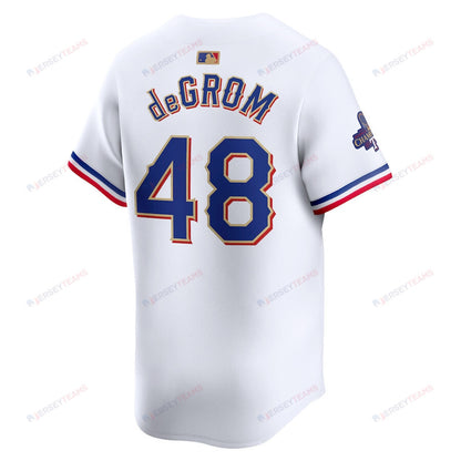 Jacob deGrom 48 Texas Rangers 2024 Gold Collection Limited Jersey - White