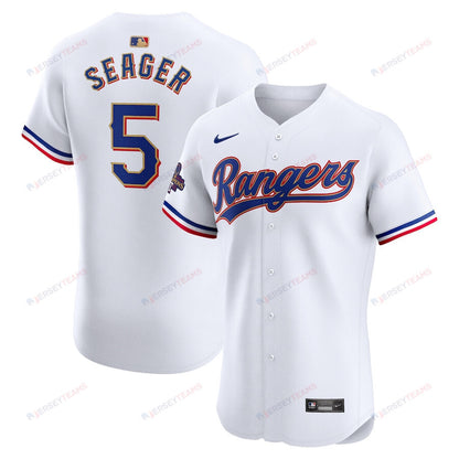 Corey Seager 5 Texas Rangers 2024 Gold Collection ELITE Player Jersey - White