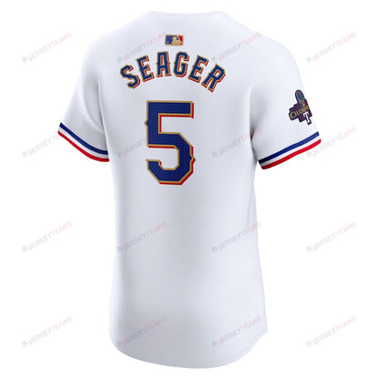 Corey Seager 5 Texas Rangers 2024 Gold Collection ELITE Player Jersey - White