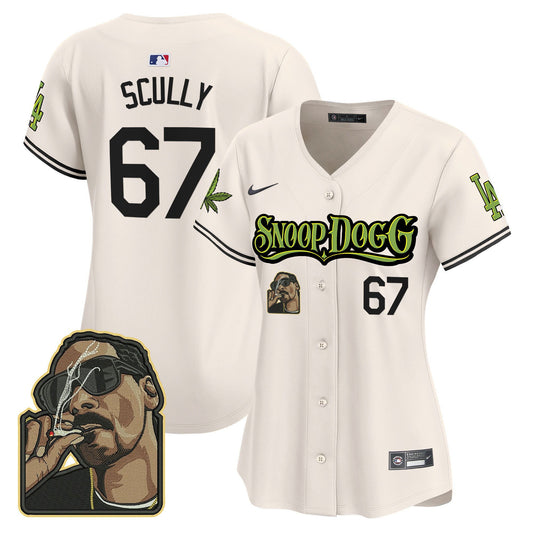 Vin Scully 67 Los Angeles Dodgers Snoop Dogg Women Jersey - Cream