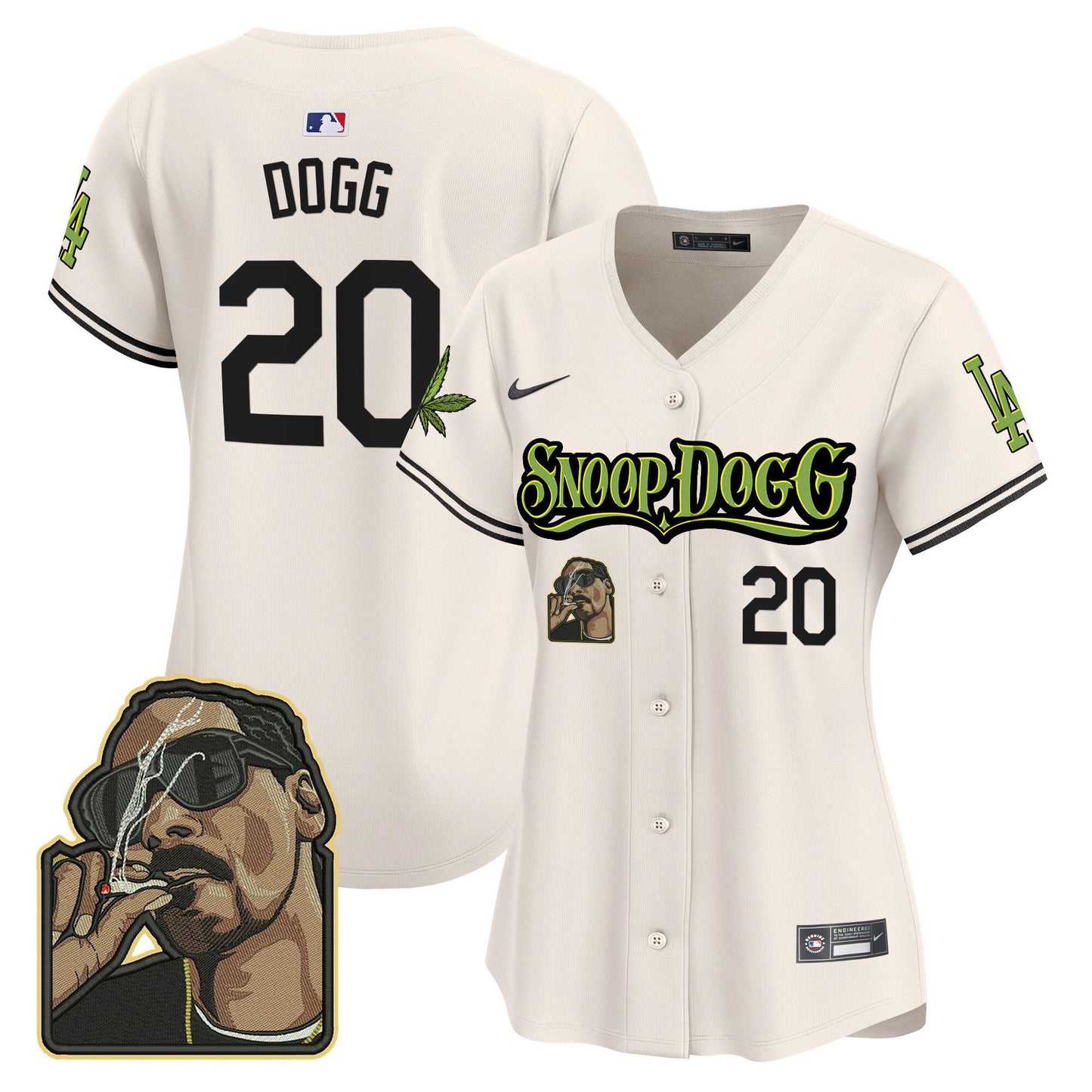 Snoop Dogg 20 Los Angeles Dodgers Snoop Dogg Women Jersey - Cream