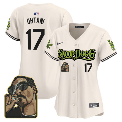Shohei Ohtani 17 Los Angeles Dodgers Snoop Dogg Women Jersey - Cream