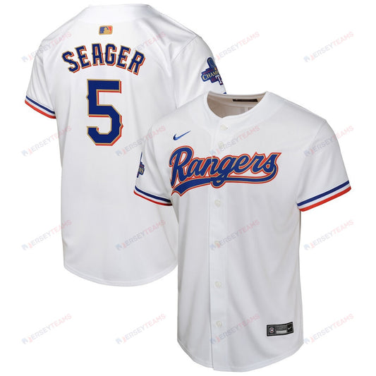 Corey Seager 5 Texas Rangers 2024 YOUTH Gold Collection Limited Jersey - White