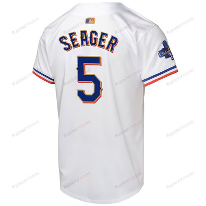 Corey Seager 5 Texas Rangers 2024 YOUTH Gold Collection Limited Jersey - White