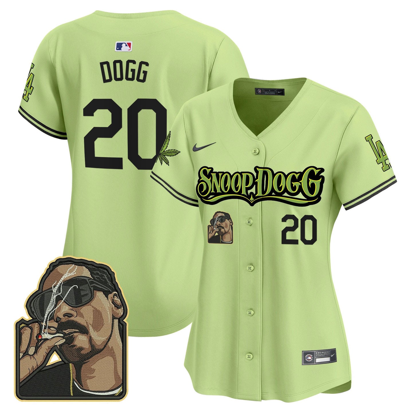 Snoop Dogg 20 Los Angeles Dodgers Snoop Dogg Women Jersey - Light Green