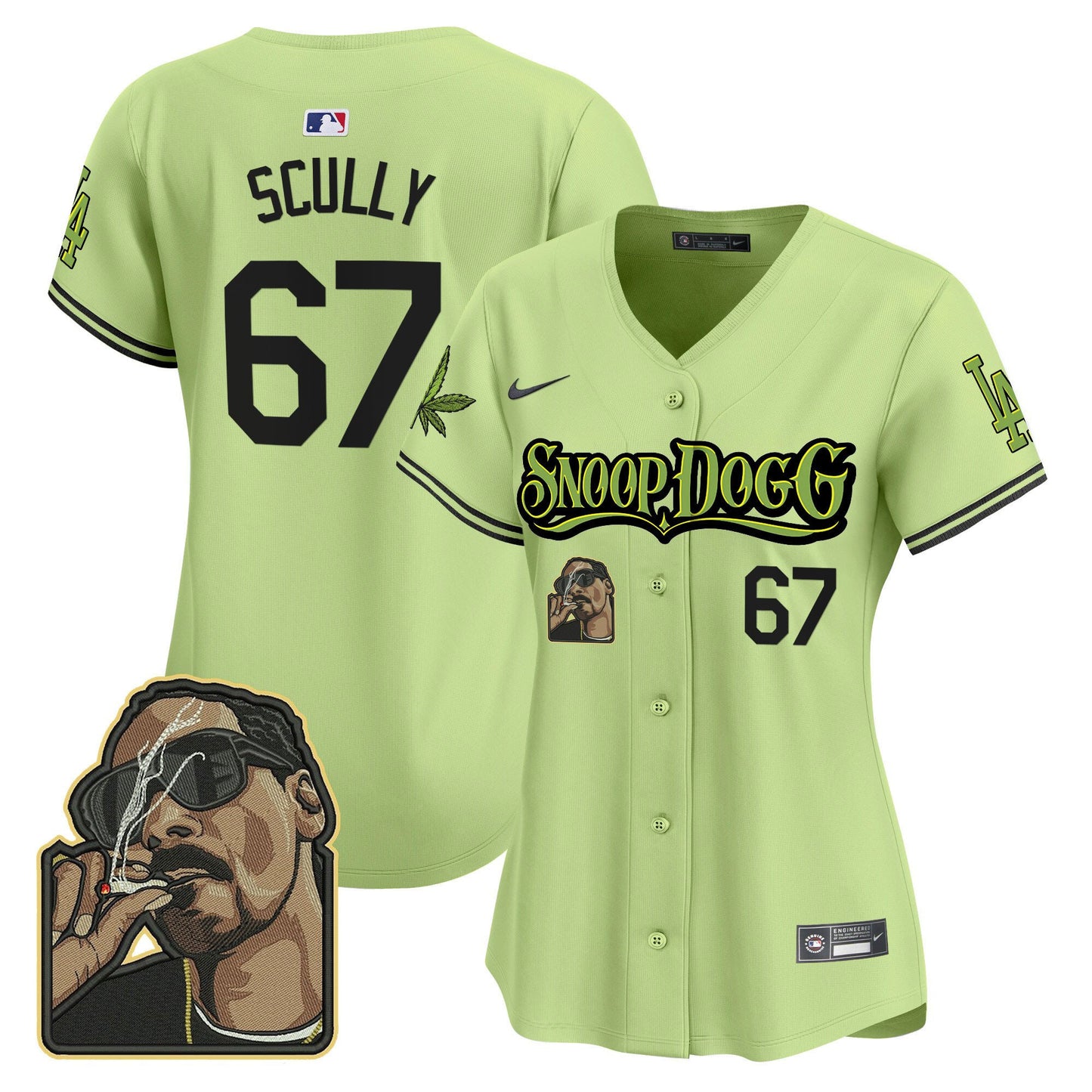 Vin Scully 67 Los Angeles Dodgers Snoop Dogg Women Jersey - Light Green