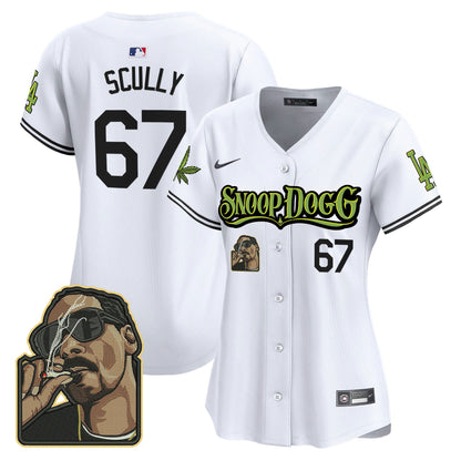Vin Scully 67 Los Angeles Dodgers Snoop Dogg Women Jersey - White