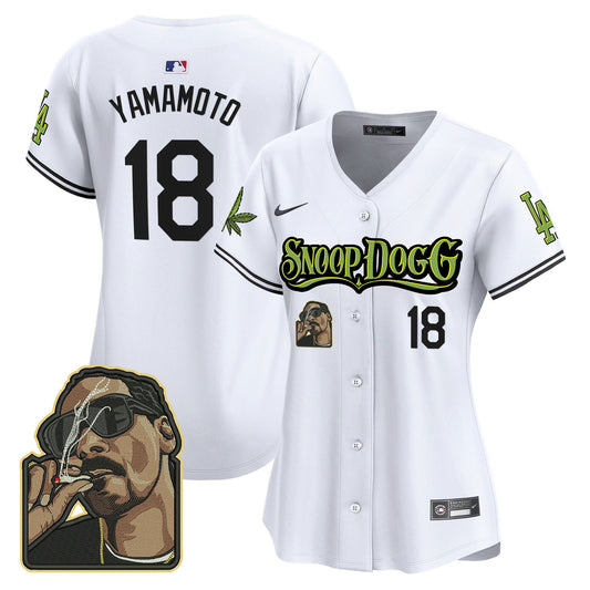 Yoshinobu Yamamoto 18 Los Angeles Dodgers Snoop Dogg Women Jersey - White