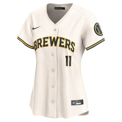 Jackson Chourio 11 Milwaukee Brewers Home Limited Women Jersey - Cream