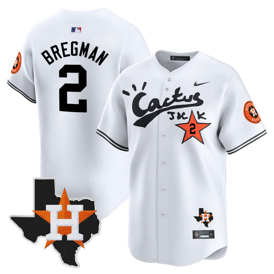 Alex Bregman 2 Houston Astros Cactus Jack Houston Patch Limited Jersey - Men, White