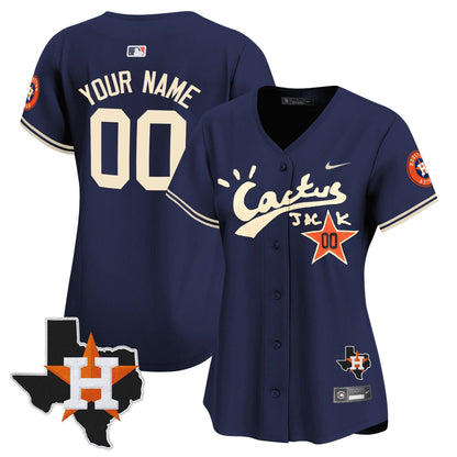 Houston Astros Cactus Jack Houston Patch Customized Limited Women Jersey