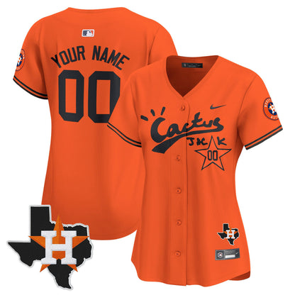 Houston Astros Cactus Jack Houston Patch Customized Limited Women Jersey