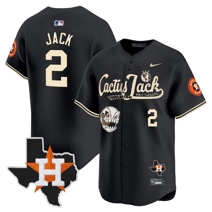 Jack 2 Houston Astros Cactus Jack Foundation Fall Classic Black Limited Jersey - Men