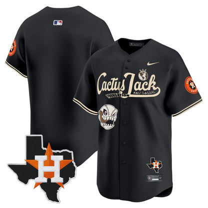 Jack 2 Houston Astros Cactus Jack Foundation Fall Classic Black Limited Jersey - Men