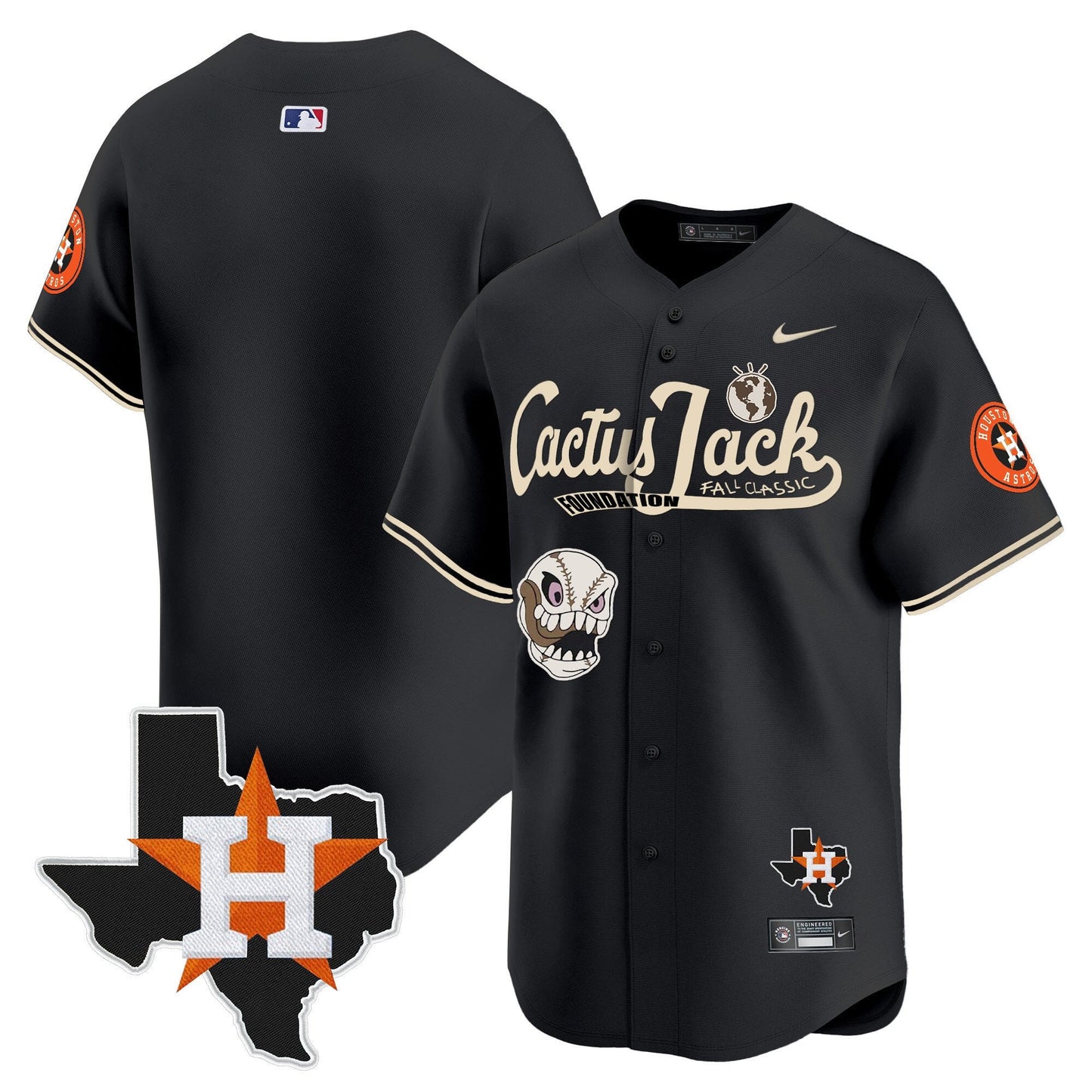 Jose Altuve 27 Houston Astros Cactus Jack Foundation Fall Classic Black Limited Jersey - Men