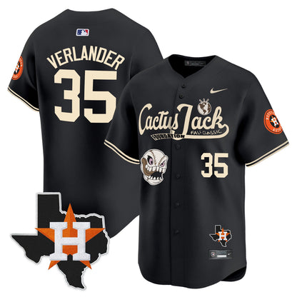 Justin Verlander 35 Houston Astros Cactus Jack Foundation Fall Classic Black Limited Jersey - Men
