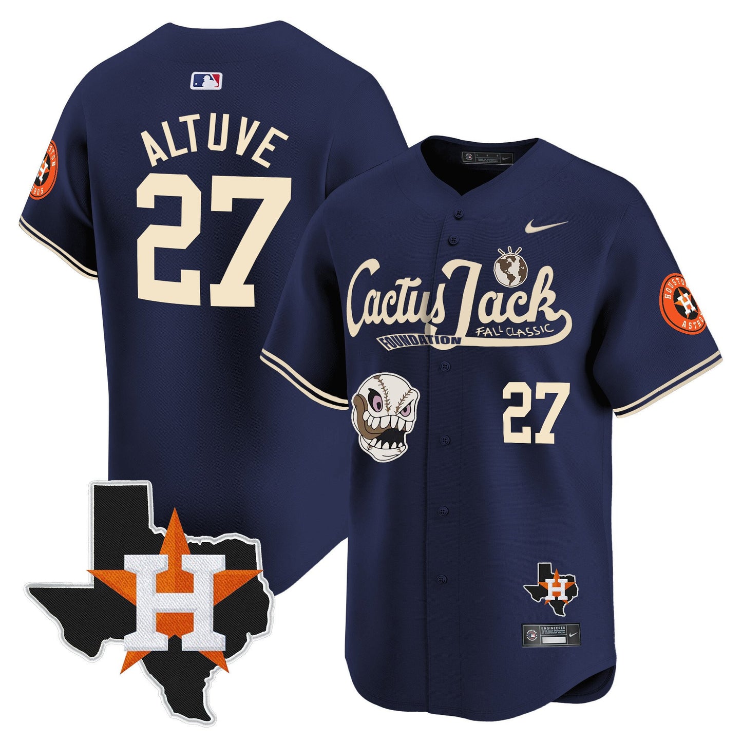 Jose Altuve 27 Houston Astros Cactus Jack Foundation Fall Classic Limited Jersey - Men