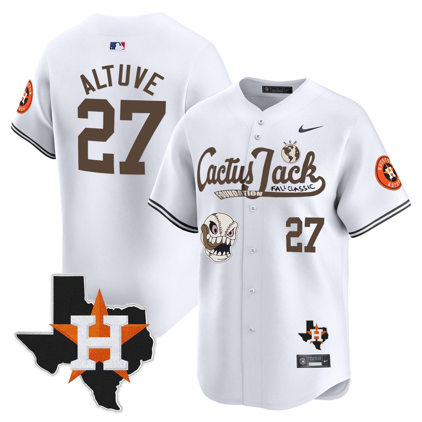 Jose Altuve 27 Houston Astros Cactus Jack Foundation Fall Classic Limited Jersey - Men