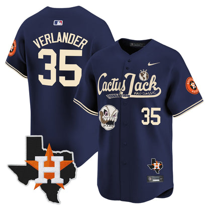 Justin Verlander 35 Houston Astros Cactus Jack Foundation Fall Classic Limited Jersey - Men