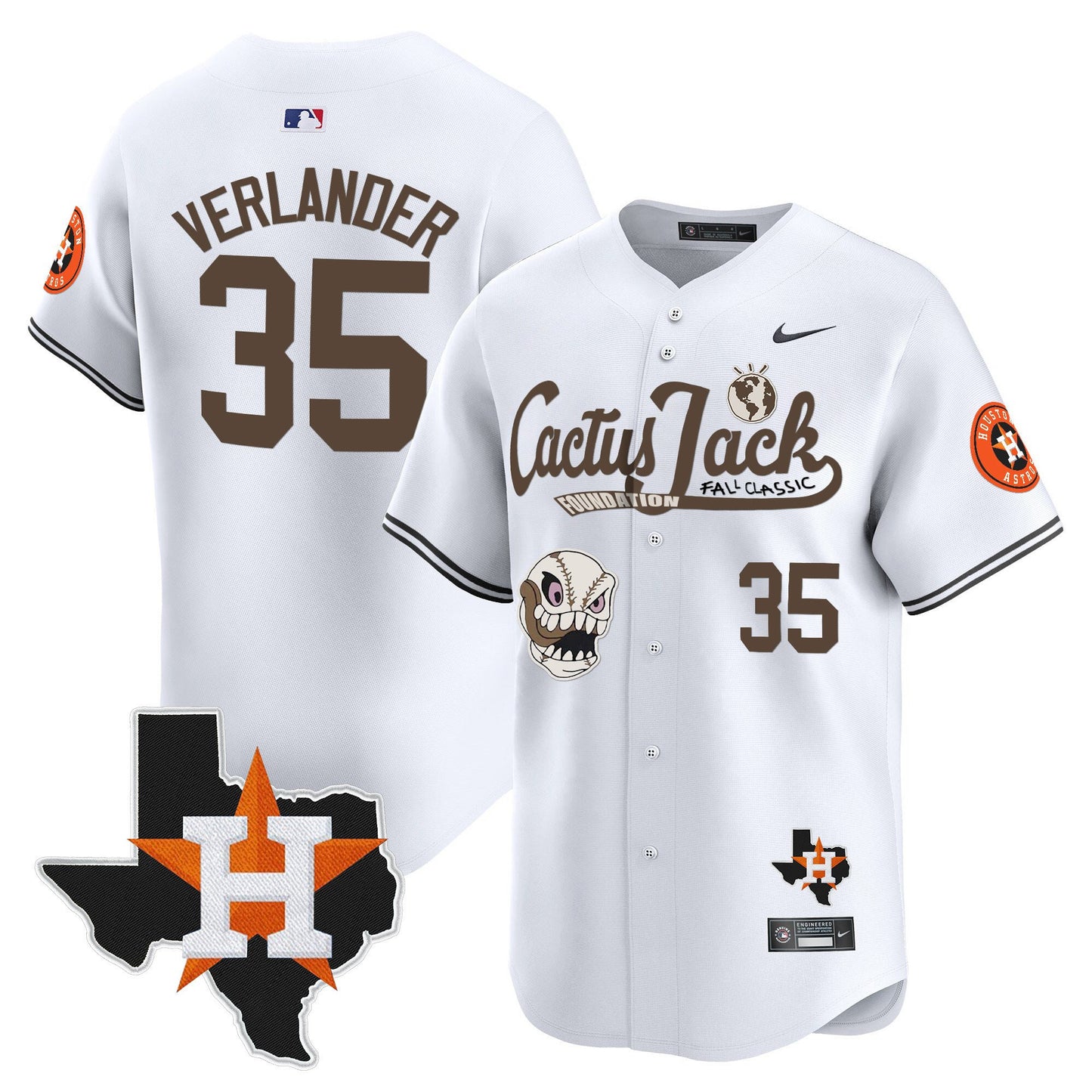 Justin Verlander 35 Houston Astros Cactus Jack Foundation Fall Classic Limited Jersey - Men