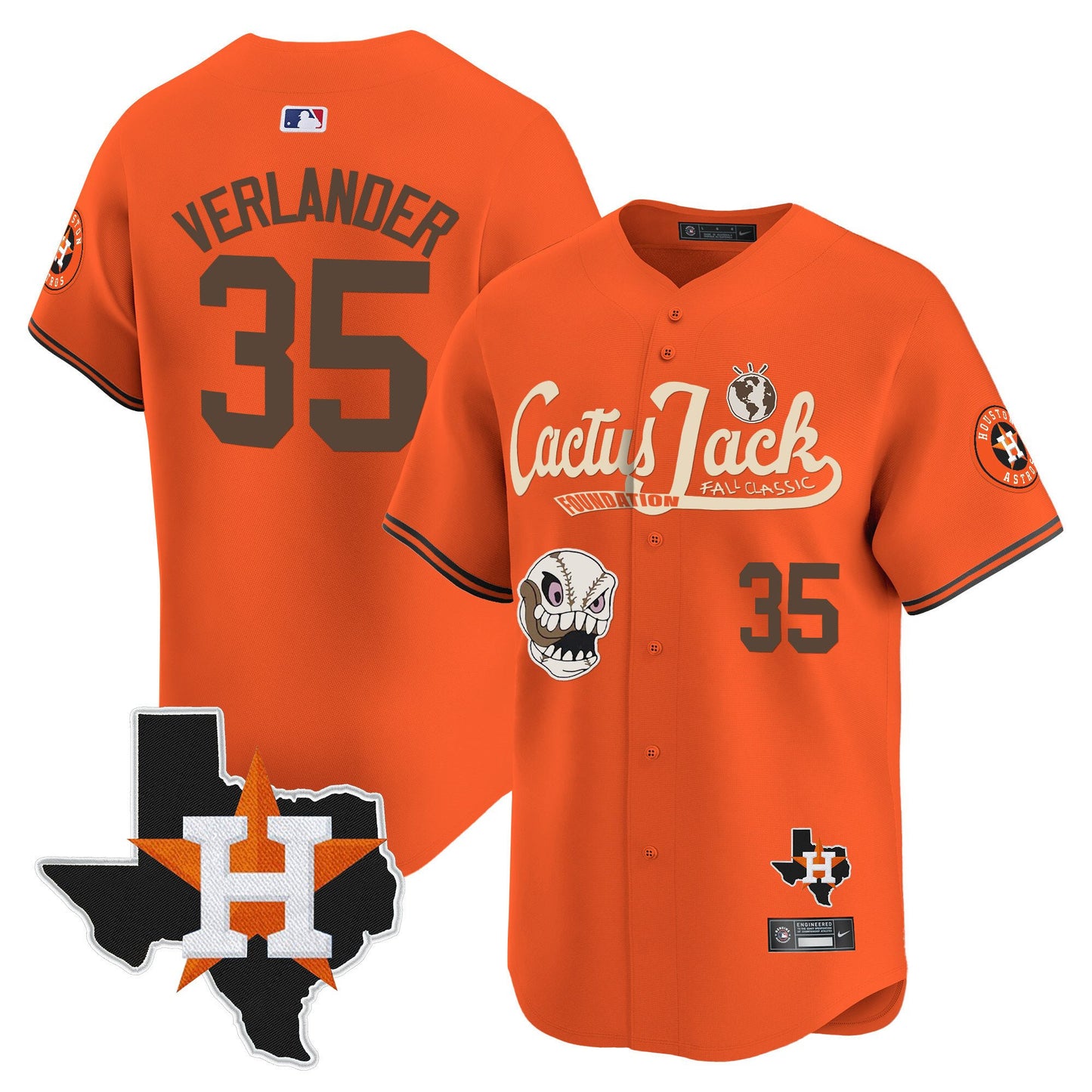 Justin Verlander 35 Houston Astros Cactus Jack Foundation Fall Classic Limited Jersey - Men