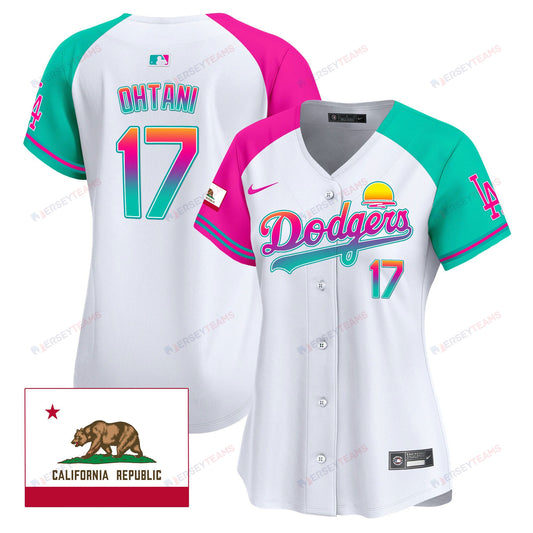 Shohei Ohtani 17 Los Angeles Dodgers 2024 Los Angeles City Style California Republic Patch Women Jersey - Alternate